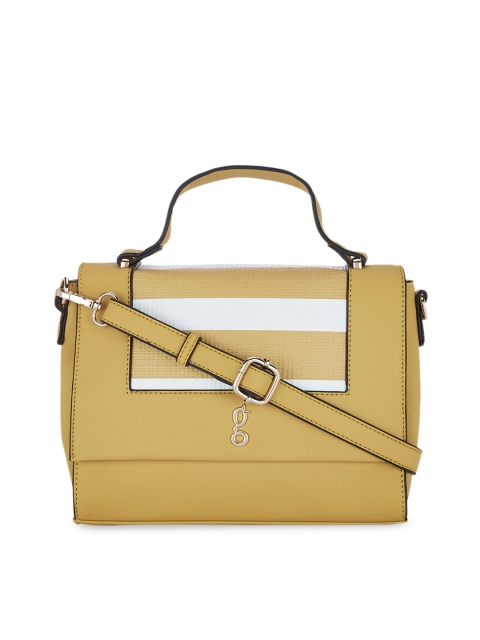 

Global Desi Yellow & White Striped Satchel