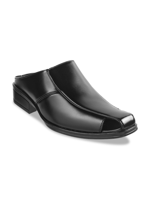 

Metro Men Black Leather Shoe-Style Sandals