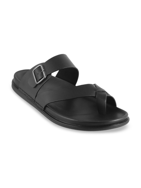 

Metro Men Black Solid Comfort Sandals