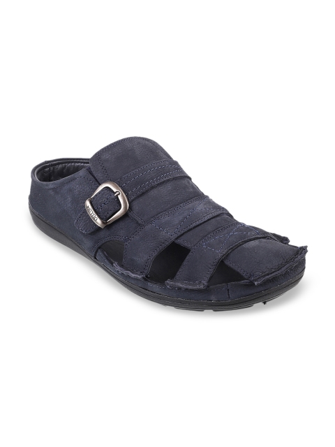 

Metro Men Blue Solid Leather Fisherman Sandals