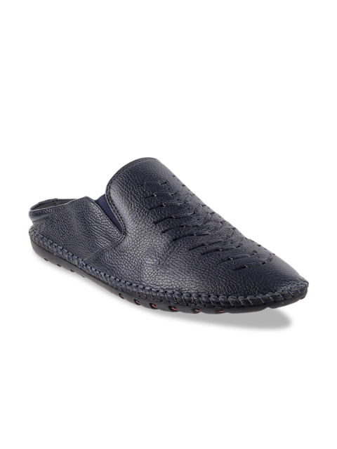 

Metro Men Blue Leather Shoe-Style Sandals
