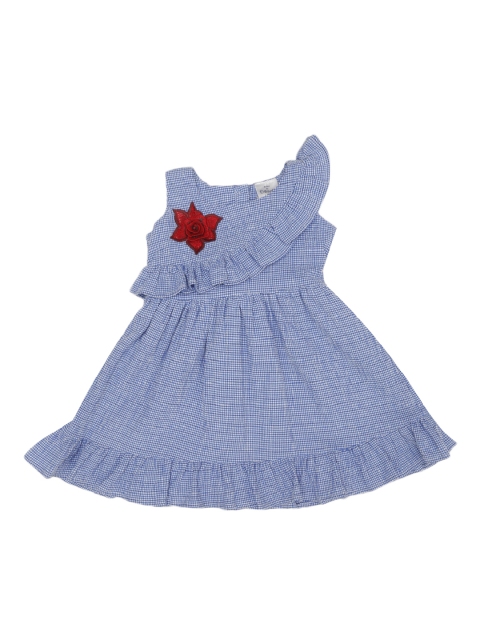 

Doodle Girls Blue Checked Fit and Flare Dress