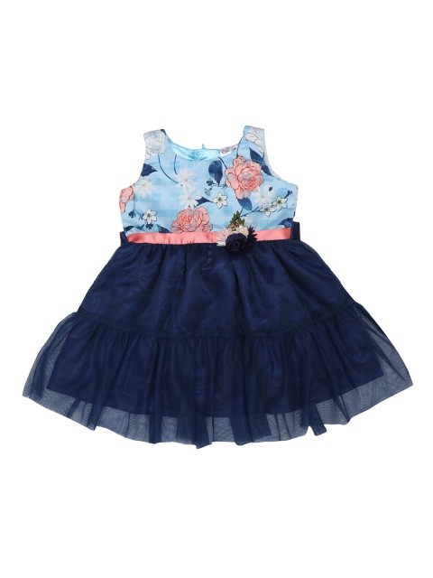 

Doodle Girls Navy Blue Printed Fit and Flare Dress