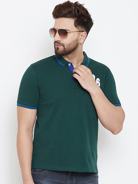 

Austin wood Men Green Printed Polo Collar T-shirt
