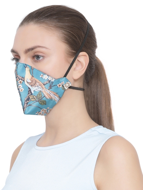 

VASTRAMAY Adults Blue Printed 3-Ply Reusable Anti-Pollution Head Band Outdoor Mask