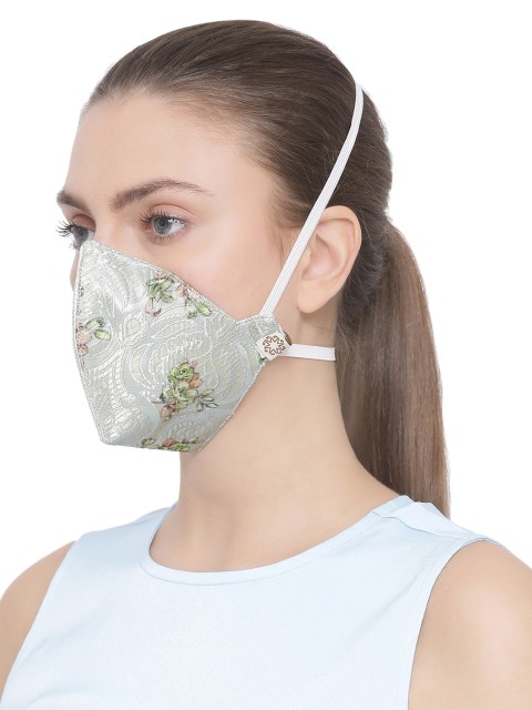 

VASTRAMAY Adults Green Printed 3-Ply Reusable Outdoor Mask