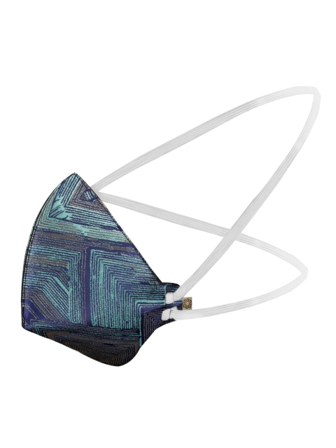

VASTRAMAY Adults Blue Printed 3-Ply Reusable Anti-Pollution Head Band Outdoor Mask
