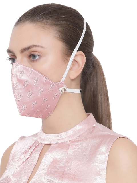 

VASTRAMAY Unisex Pink 3 -Ply Embroidered Reusable Outdoor Masks