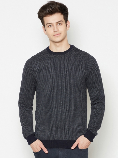 

Bruun & Stengade Men Navy Blue Solid Pullover Sweater