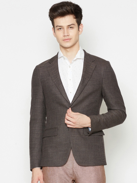 

Bruun & Stengade Men Brown Solid Slim-Fit Single-Breasted Formal Blazer