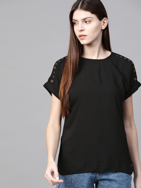 

Roadster Women Black Solid Top