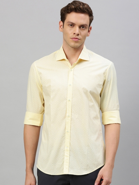 

RARE RABBIT Men Yellow Tailored Fit Solid Casual Shirt