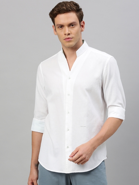 

RARE RABBIT Men White Tailored Fit Solid Casual Shirt