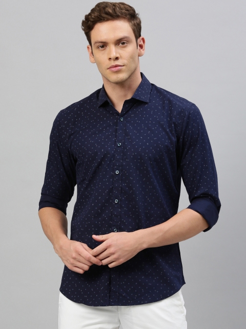 

RARE RABBIT Men Navy Blue Tailored Fit Printed Casual Shirt