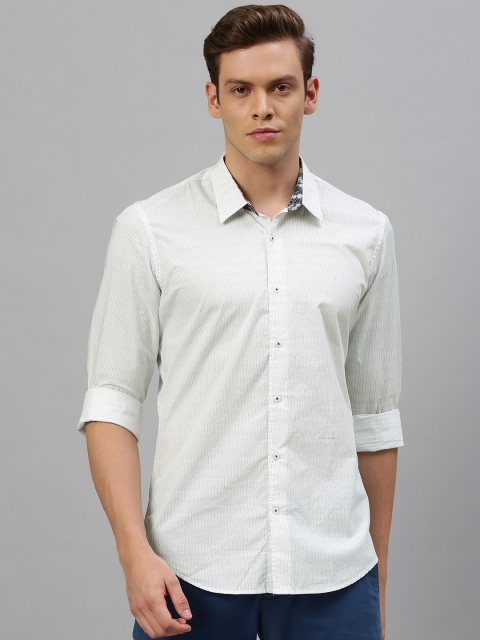 

RARE RABBIT Men White Tailored Fit Printed Casual Shirt