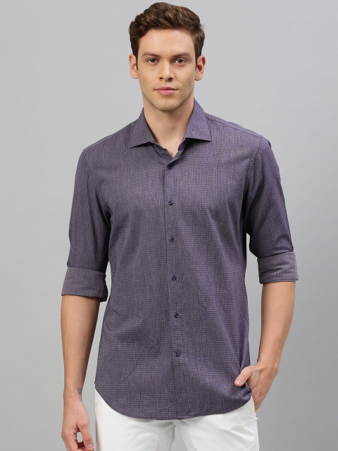 

RARE RABBIT Men Purple Tailored Fit Self Design Casual Shirt