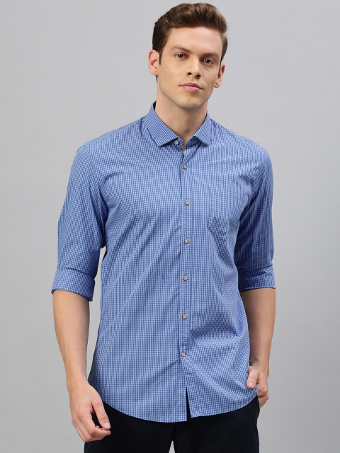 

RARE RABBIT Men Blue Tailored Fit Checked Casual Shirt