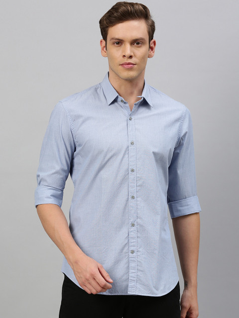 

RARE RABBIT Men Blue Regular Fit Solid Casual Shirt