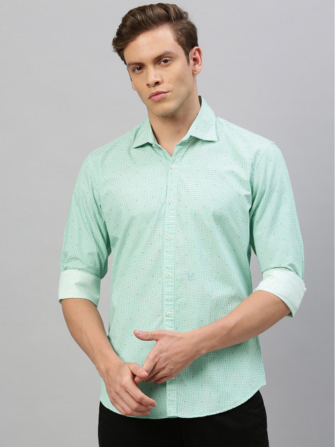

RARE RABBIT Men Green Tailored Fit Printed Casual Shirt