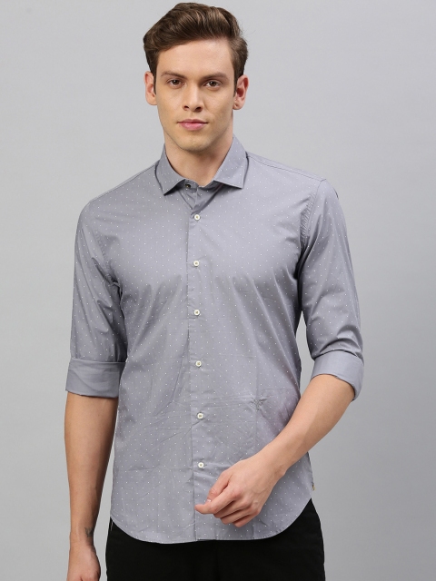 

RARE RABBIT Men Grey Tailored Fit Printed Casual Shirt
