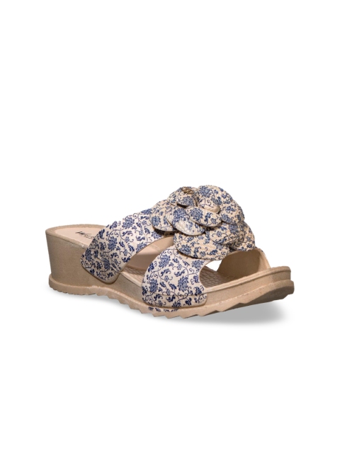 

Khadims Women Blue & Beige Printed Wedges