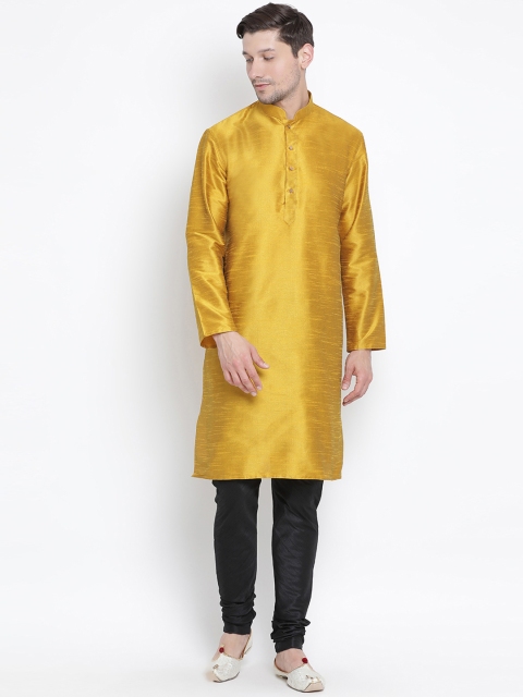 

VASTRAMAY Men Mustard Yellow Solid Straight Kurta