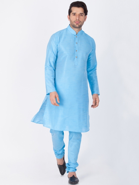 

VASTRAMAY Men Blue Solid Kurta with Churidar