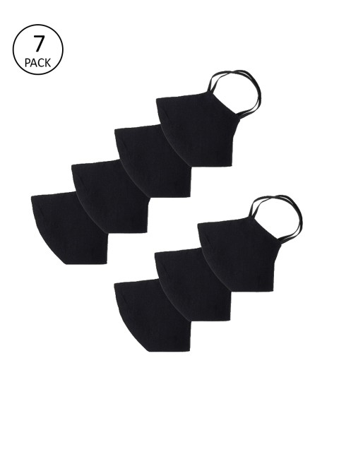 

PANASH Adults 7 Pcs Solid 2-Ply Reusable Anti-Pollution Outdoor Khadi Masks, Black