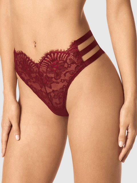 

La Senza Women Maroon Lace Thongs 11152268-92Q1