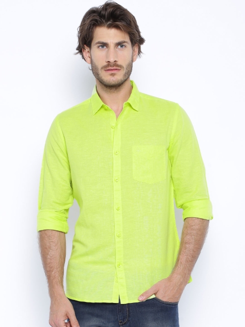 

United Colors of Benetton Lime Green Linen Casual Shirt