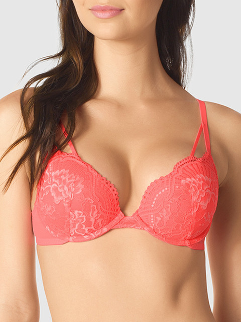 

La Senza Pink Lace Underwired Lightly Padded Plunge Bra 11149160-2PY9