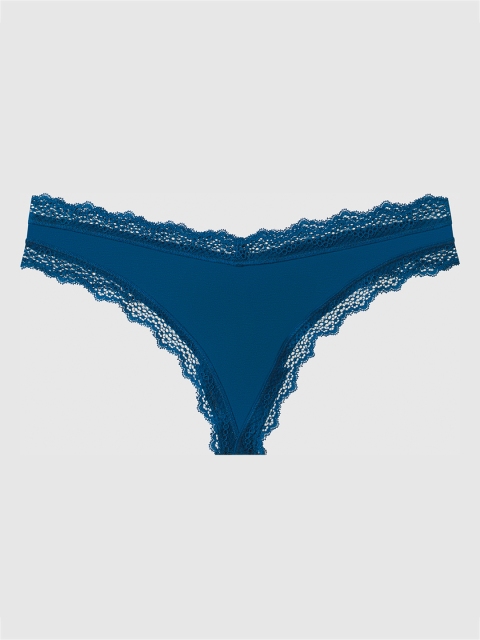 

La Senza Women Blue Solid Thongs 11136235-16M6