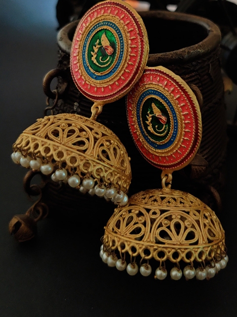 

Binnis Wardrobe Gold-Plated Dome Shaped Jhumkas