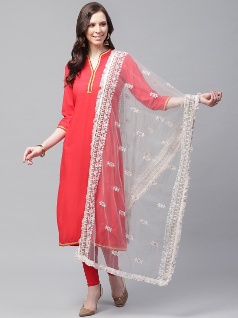 

SUTRAM Grey & Golden Embroidered Dupatta