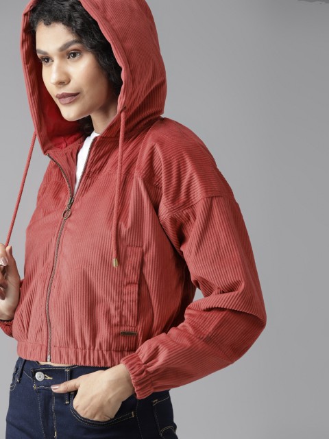 

Roadster Women Pink Solid Corduroy Tailored Jacket