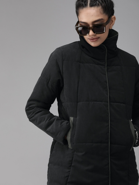 

Roadster Women Black Solid Longline Oversize Padded Jacket