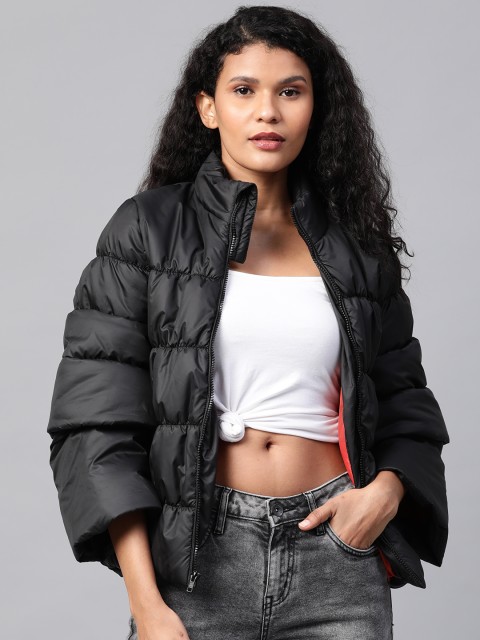 

Roadster Women Black Solid Puffer Jacket