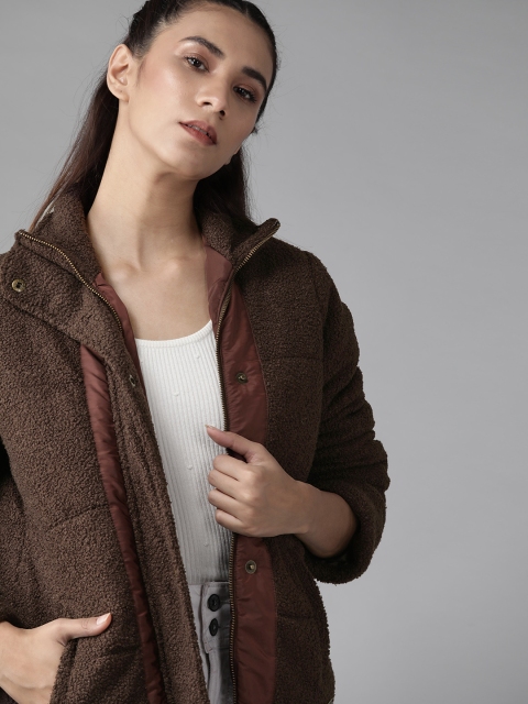 

Roadster Women Coffee Brown Sherpa Padded Jacket