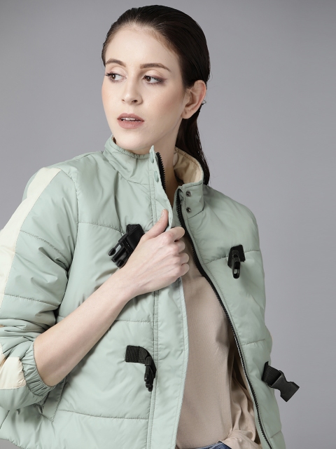 

Roadster Women Sea Green Solid Puffer Jacket