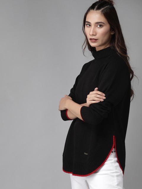 

Roadster Women Black Solid Pullover Sweater