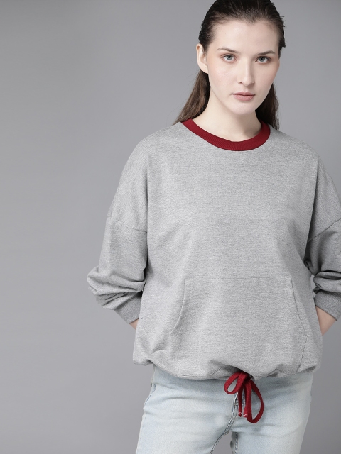 

Roadster Women Grey Melange Solid Sweatshirt