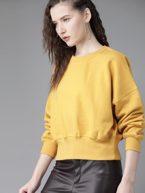 

Roadster Women Mustard Yellow Solid Sweatshirt