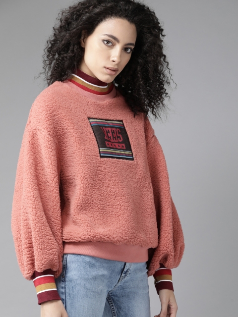 

Roadster Women Peach-Coloured Sherpa Sweatshirt