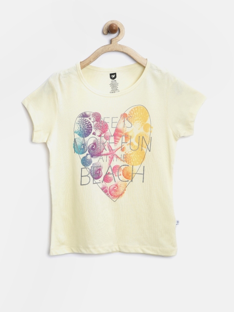 

612 League Girls Yellow Printed T-shirt