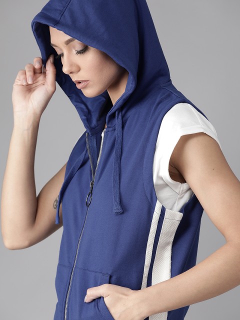 

Roadster Women Blue Solid Hooded Sweatshirt