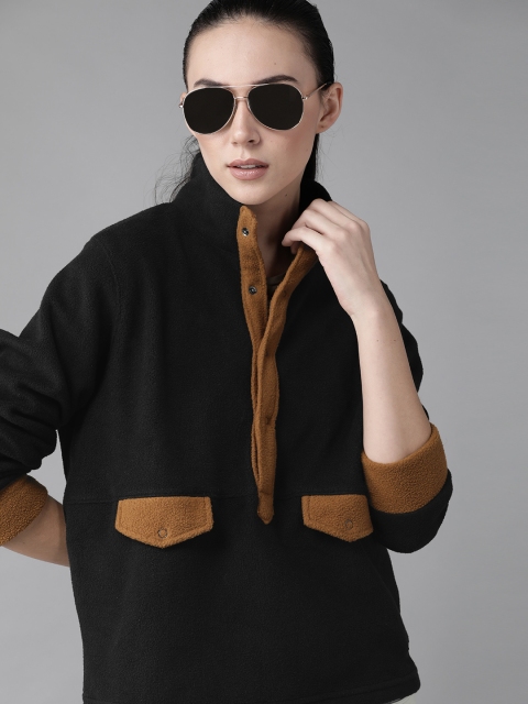 

Roadster Women Black Solid Sweatshirt
