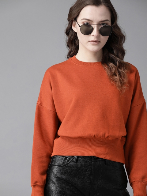 

Roadster Women Rust Orange Solid Sweatshirt