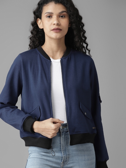 

Roadster Women Navy Blue Solid Sweatshirt