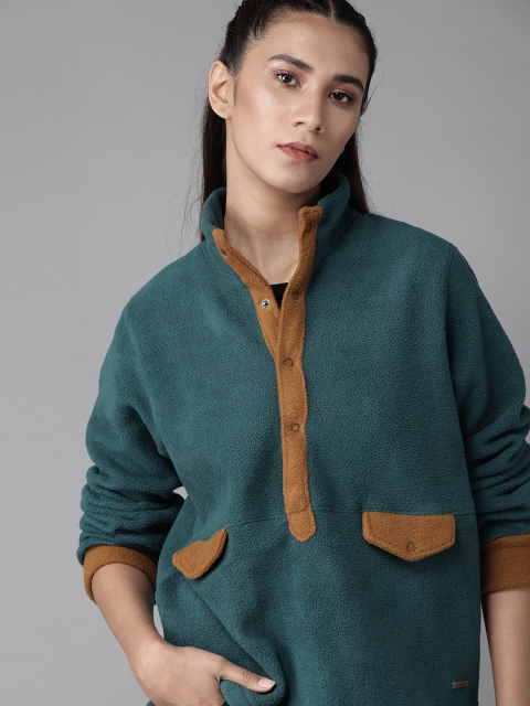 

Roadster Women Teal Green Solid Sweatshirt