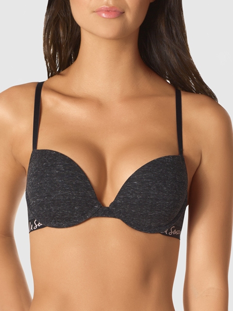 

La Senza Grey Solid Underwired Lightly Padded Plunge Bra